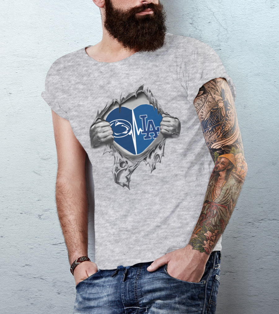 Penn State Los Angeles Dodgers Heartbeat T-Shirt