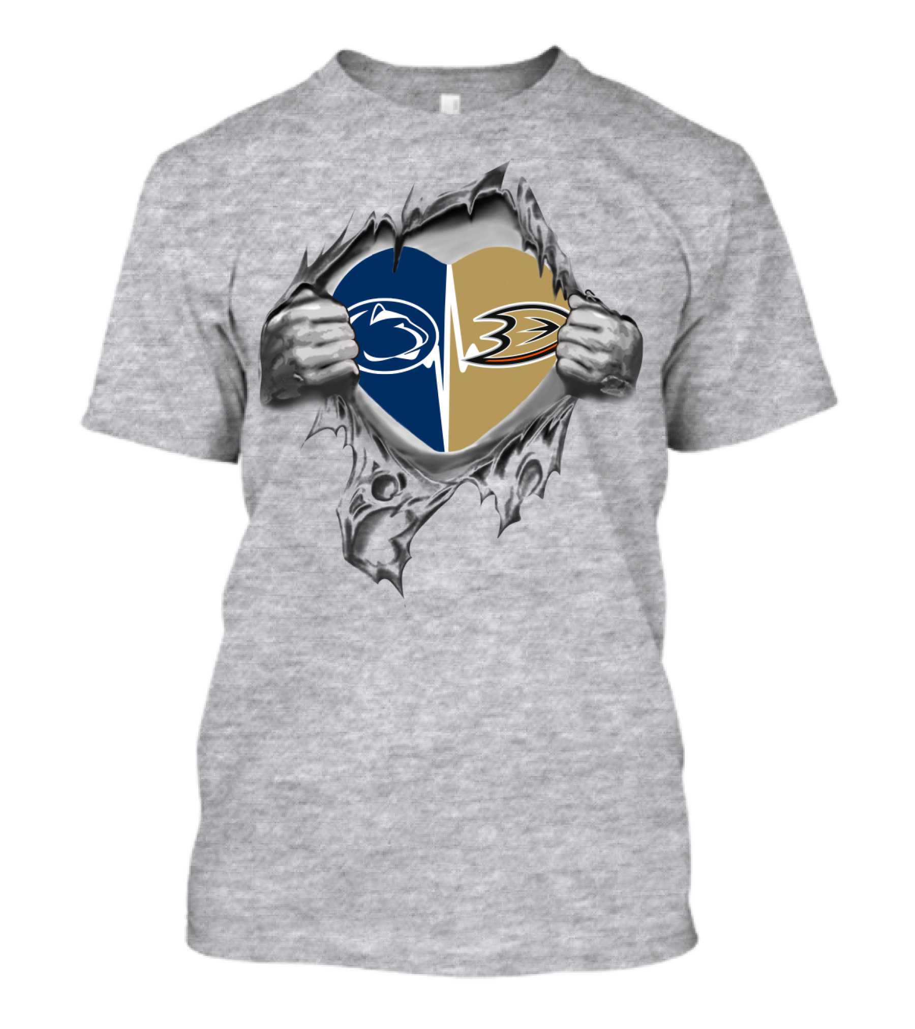 Anaheim Ducks Penn State Heart Logo Torn T-Shirt
