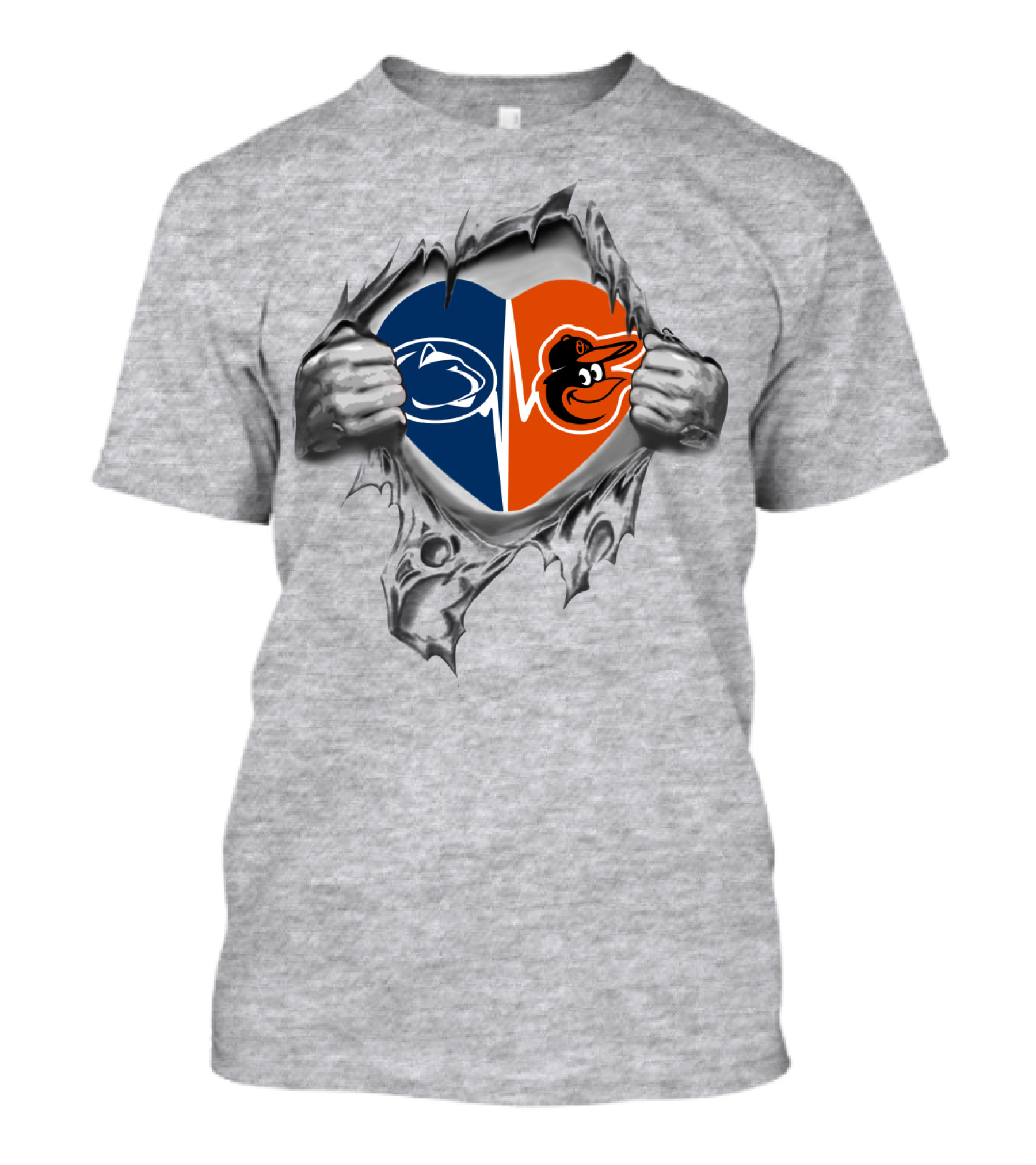 Baltimore Orioles Penn State Heartbeat Split T-Shirt