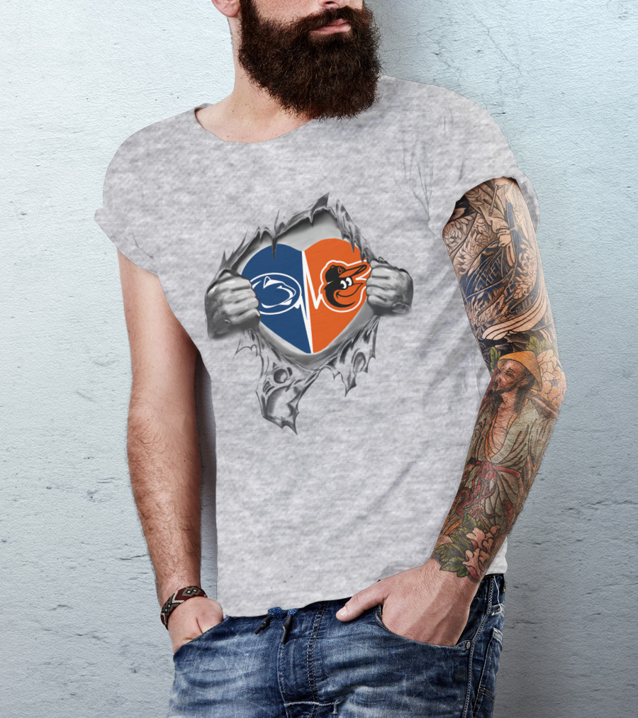 Baltimore Orioles Penn State Heartbeat Split T-Shirt