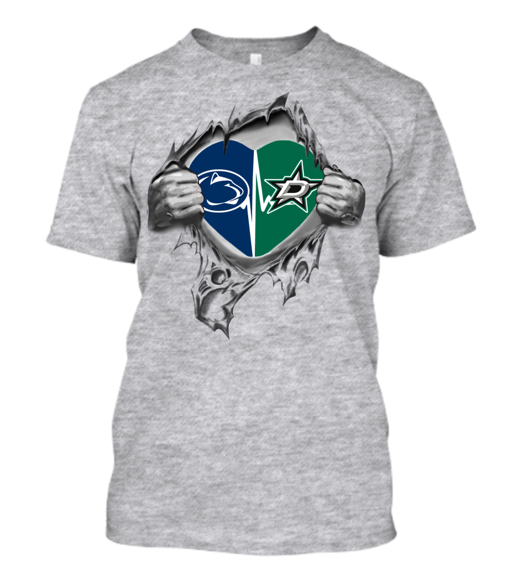 Dallas Stars Penn State Heart Tear T-Shirt