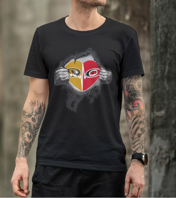 Missouri Tigers Carolina Hurricanes Heart T-Shirt