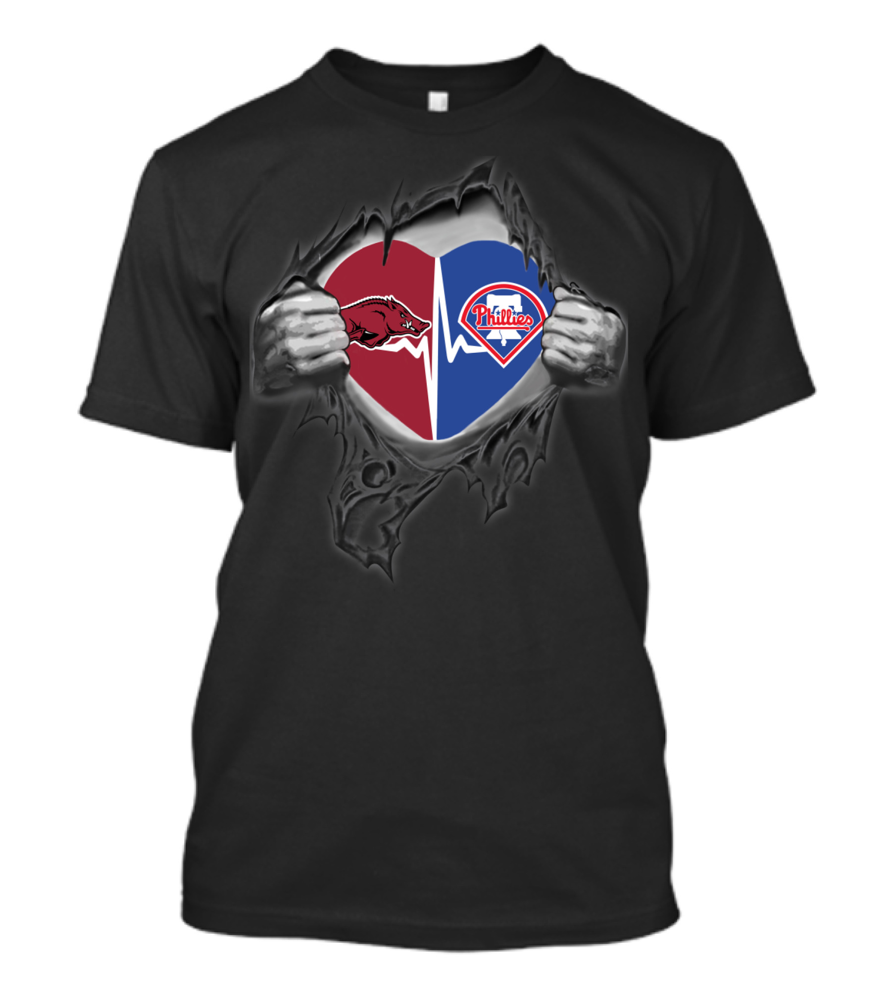 Arkansas Razorbacks Heart Philadelphia Phillies T-Shirt