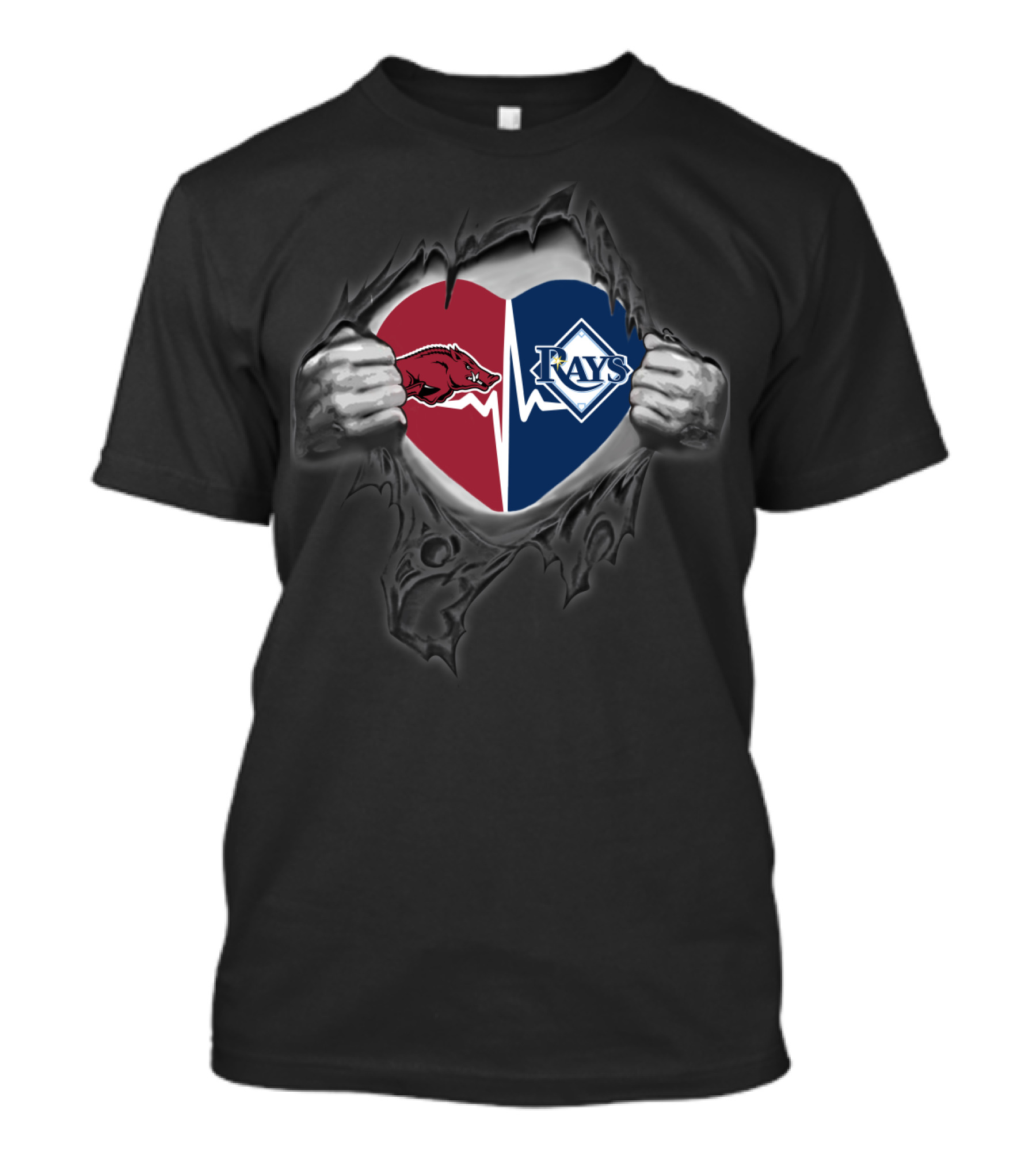 Arkansas Razorbacks Tampa Bay Rays Heart T-Shirt