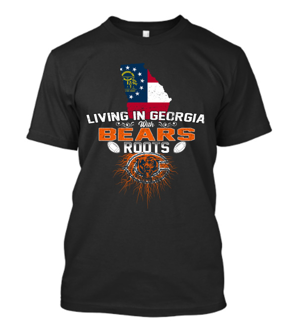 Living In Georgia With Bears Roots Georgia Flag Football Bear Paw T-Shirt