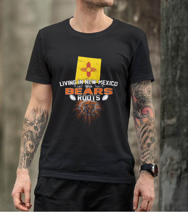 Living In New Mexico With Bears Roots Zia Symbol Football T-Shirt