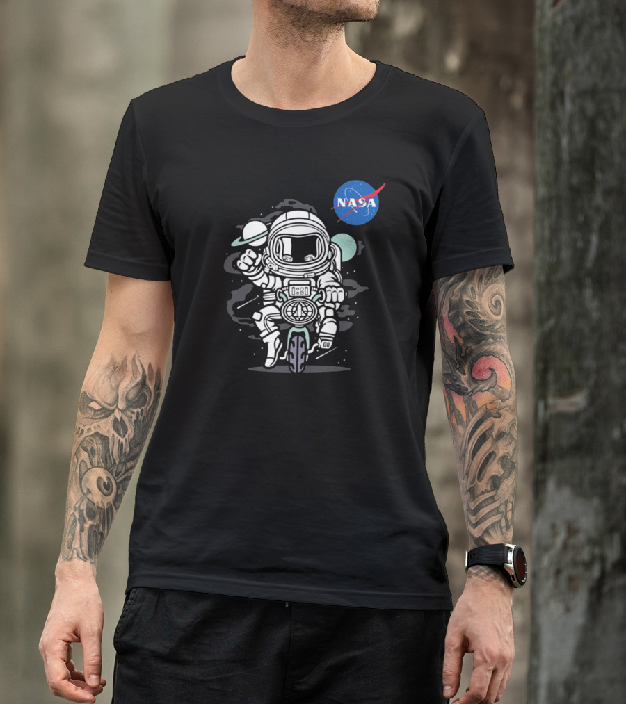 NASA Astronaut Biker Adventure In Space T-Shirt