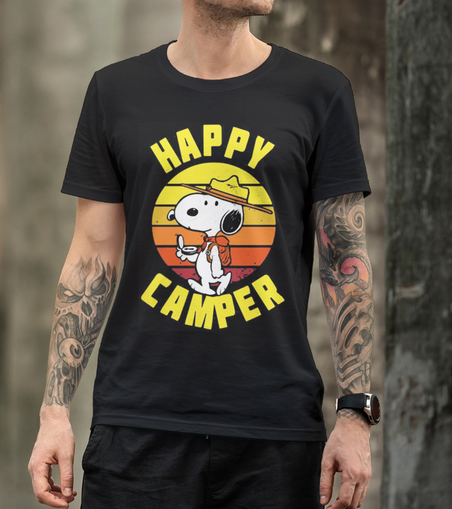 Snoopy Happy Camper Vintage Sunset Peanuts T-Shirt