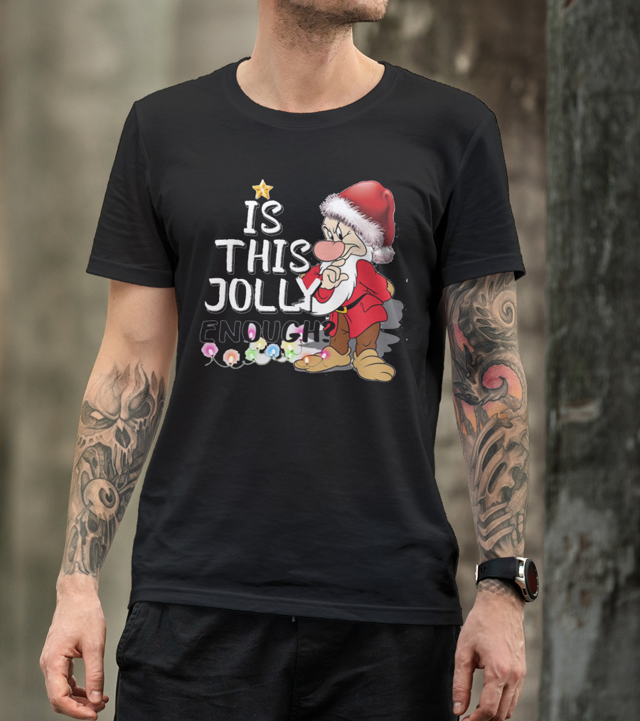 Grumpy Santa Is This Jolly Enough With Festive Lights T-Shirt