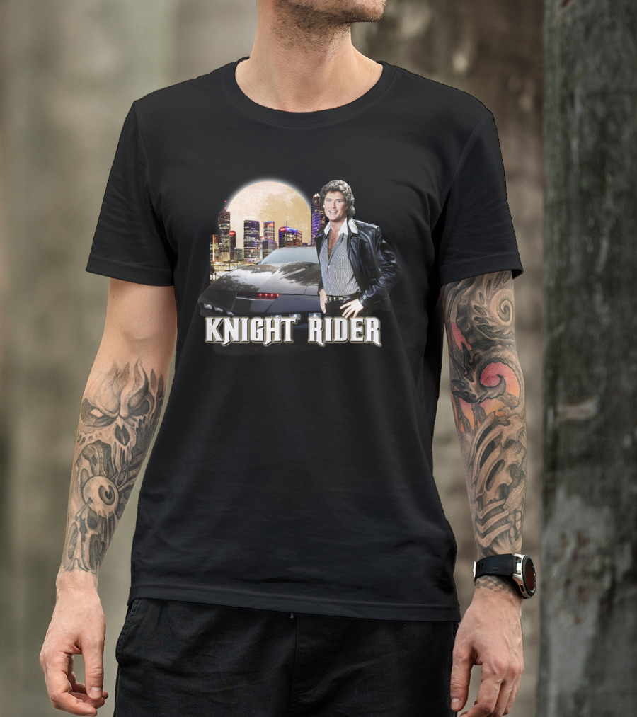 Knight Rider PNR05 Classic Retro TV Show Moonlit Cityscape T-Shirt