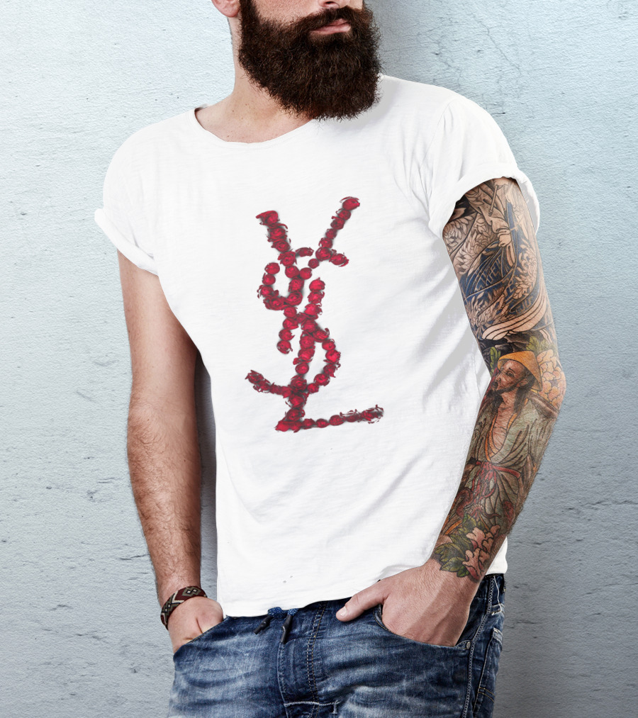 YSL Red Rose Logo T-Shirt