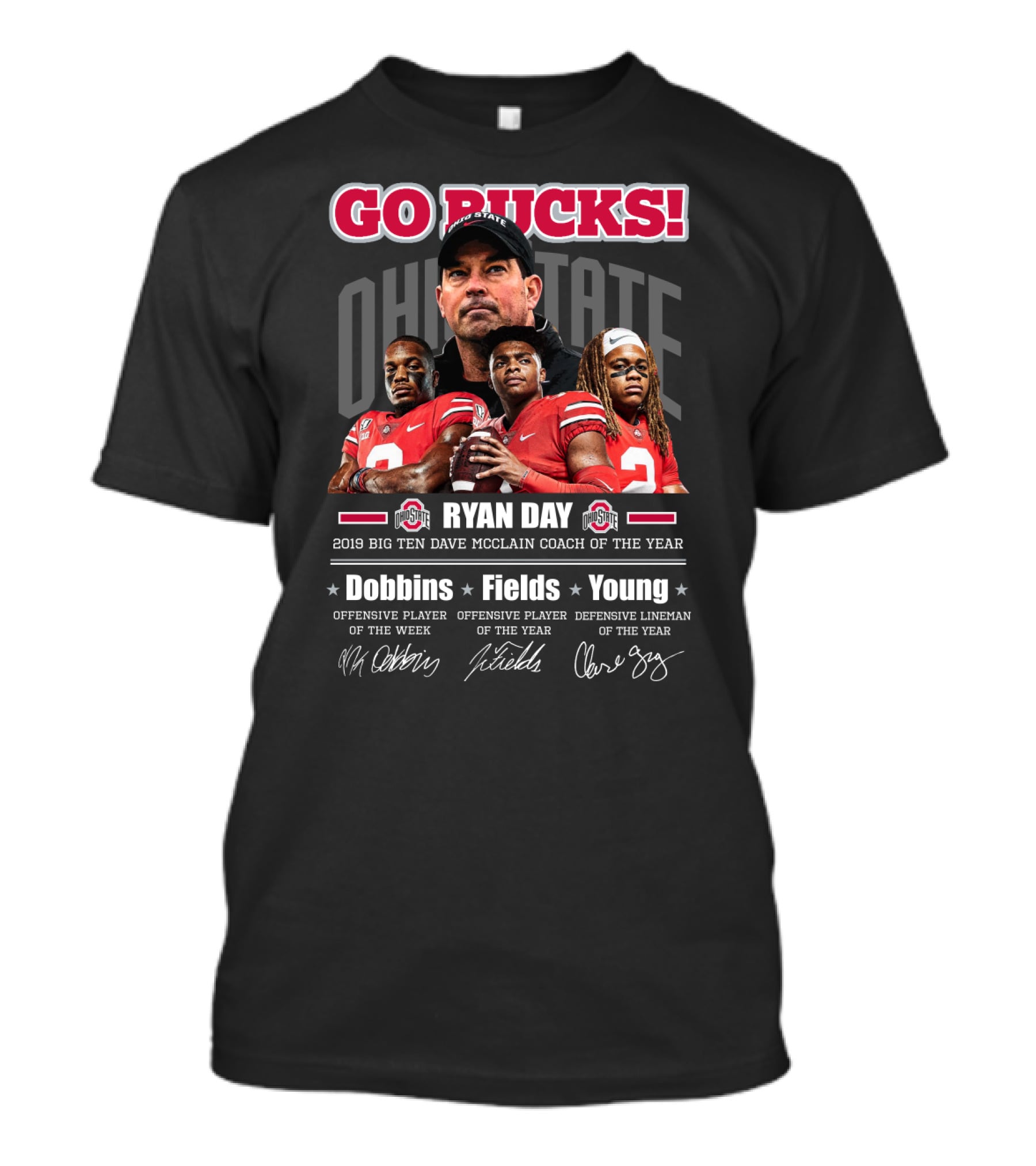 Go Bucks Ohio State Ryan Day Dobbins Fields Young Big Ten Coach Of The Year T-Shirt
