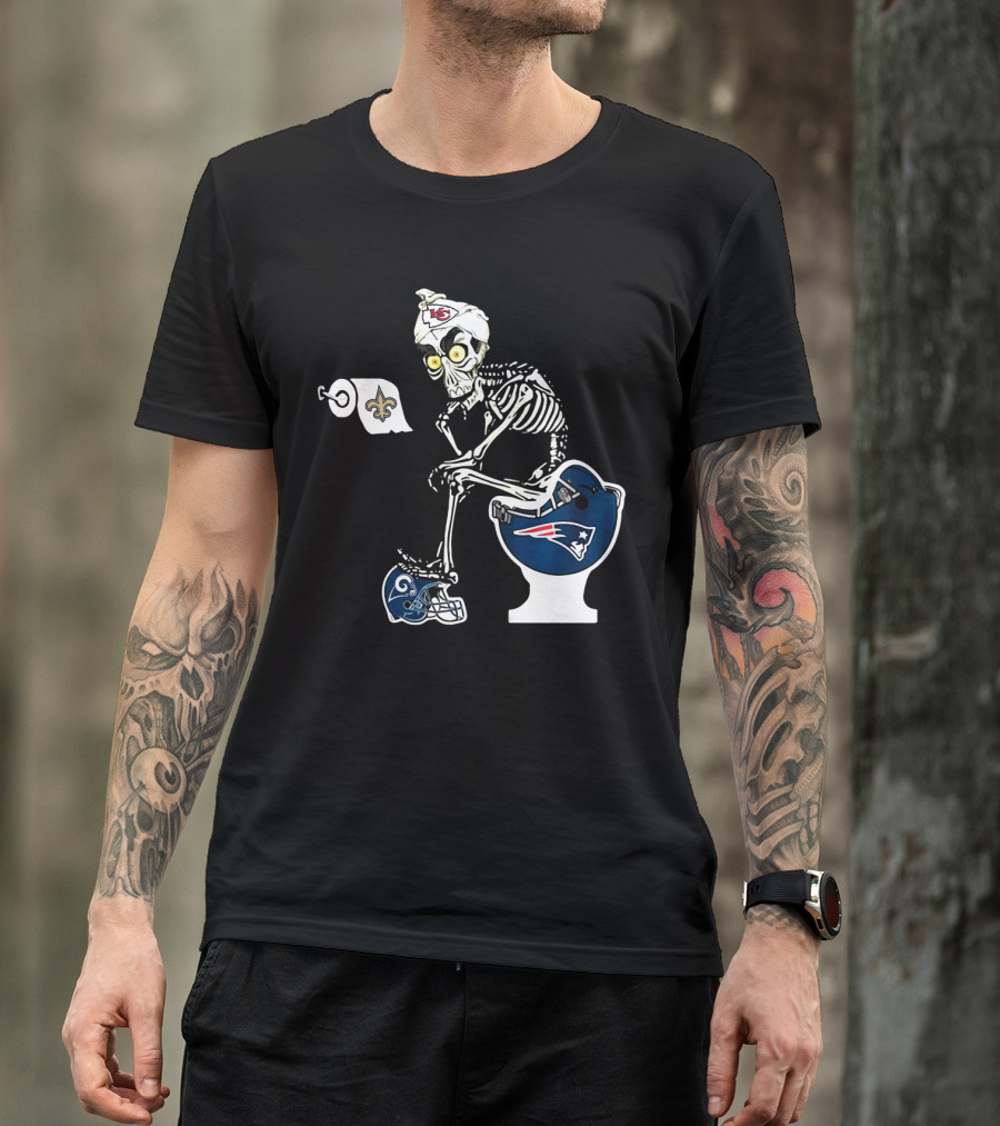 Chiefs Skeleton Patriots Toilet Saints Rams Helmet T-Shirt