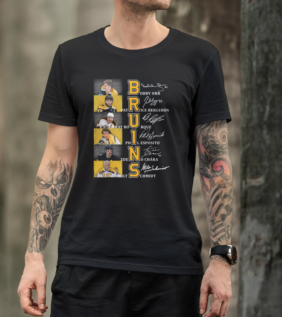 Bobby Orr Pat Ice Bergeron Ray Bourque Phil Esposito Zdeno Chara Milt Schmidt Bruins T-Shirt
