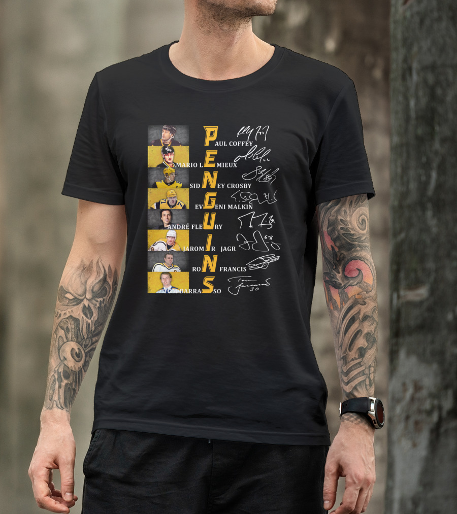 Penguins Paul Coffey Mario Lemieux Sidney Crosby Evgeni Malkin André Fleury Jaromír Jagr Ron Francis Tom Barrasso T-Shirt