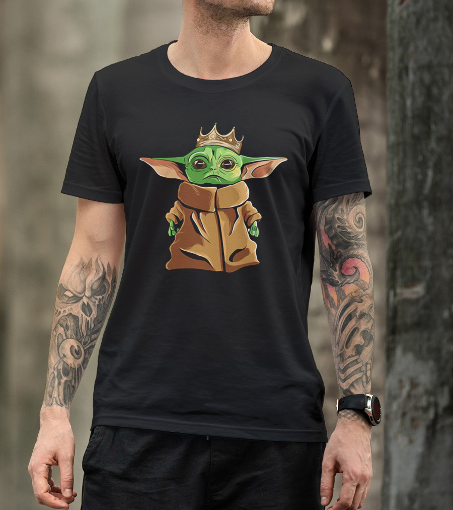 The Mandalorian Baby Yoda King Wearing Crown T-Shirt