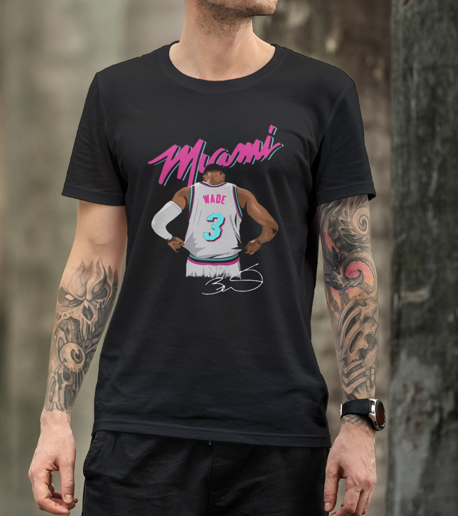 Dwyane Wade Miami Heat Number 3 Signature T-Shirt