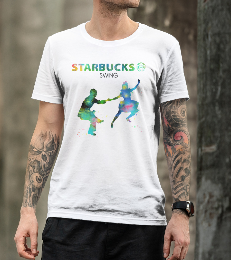 Starbucks Swing Dance Colorful Silhouette Movement T-Shirt