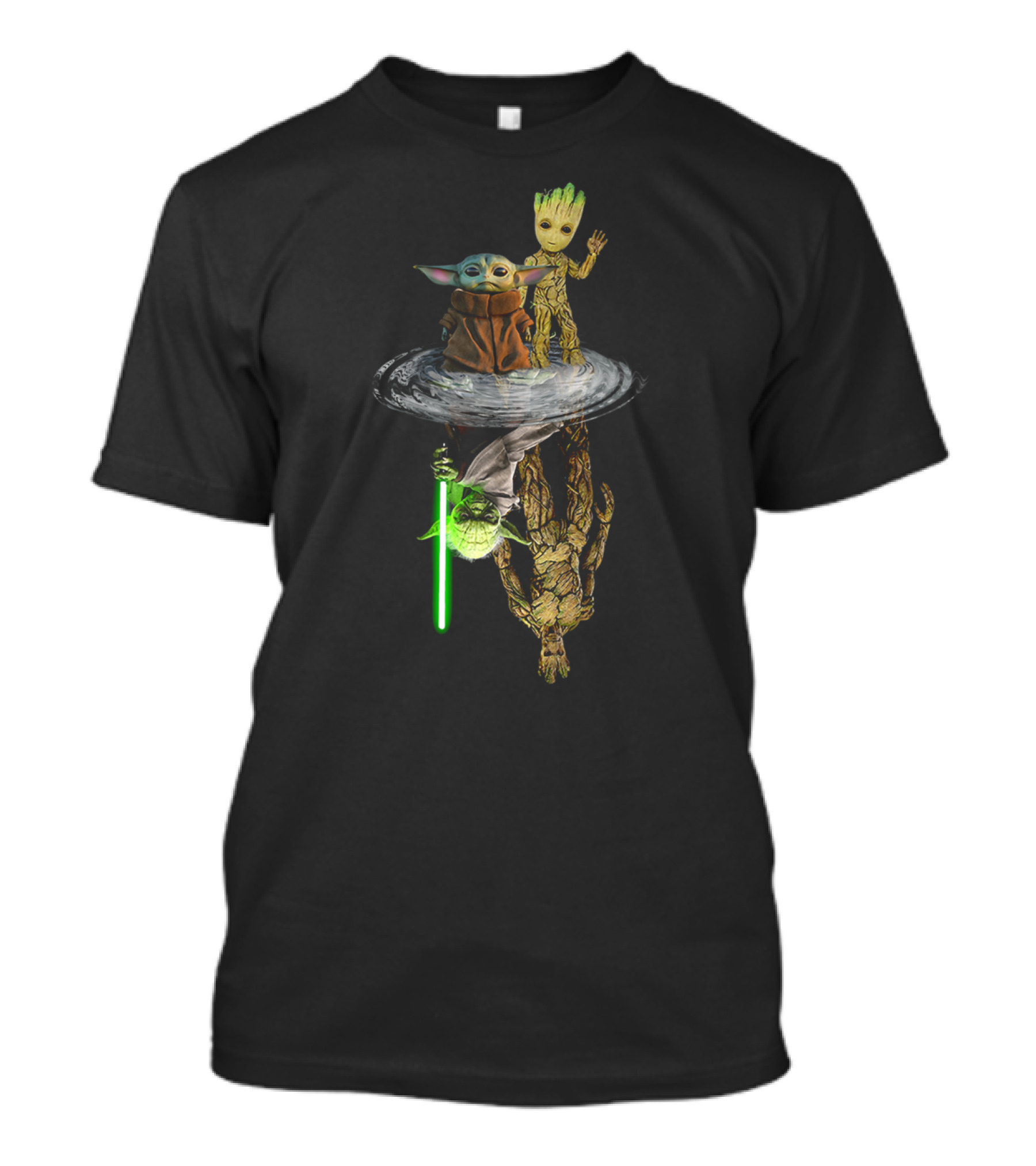 Baby Yoda Baby Groot Reflection Jedi Master Symbolism T-Shirt