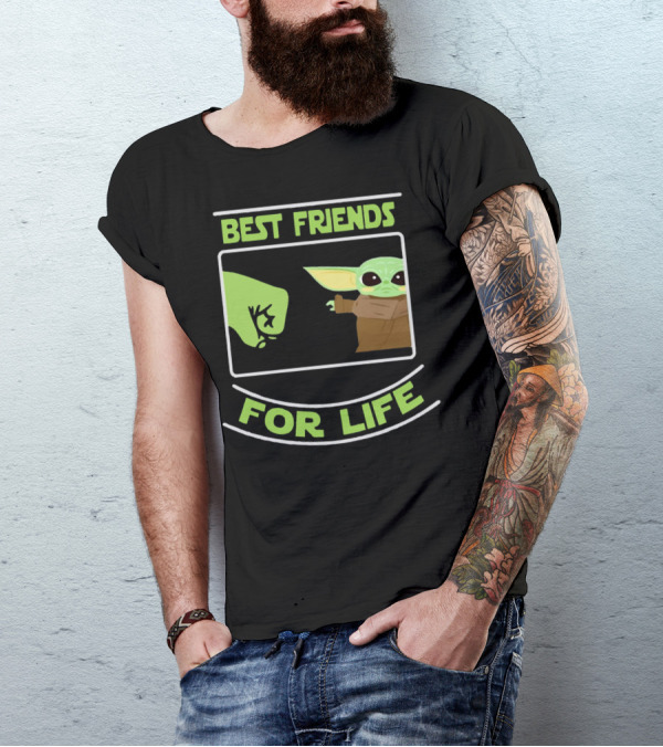 Best Friends For Life Baby Yoda Fist Bump Iconic Meme T-Shirt