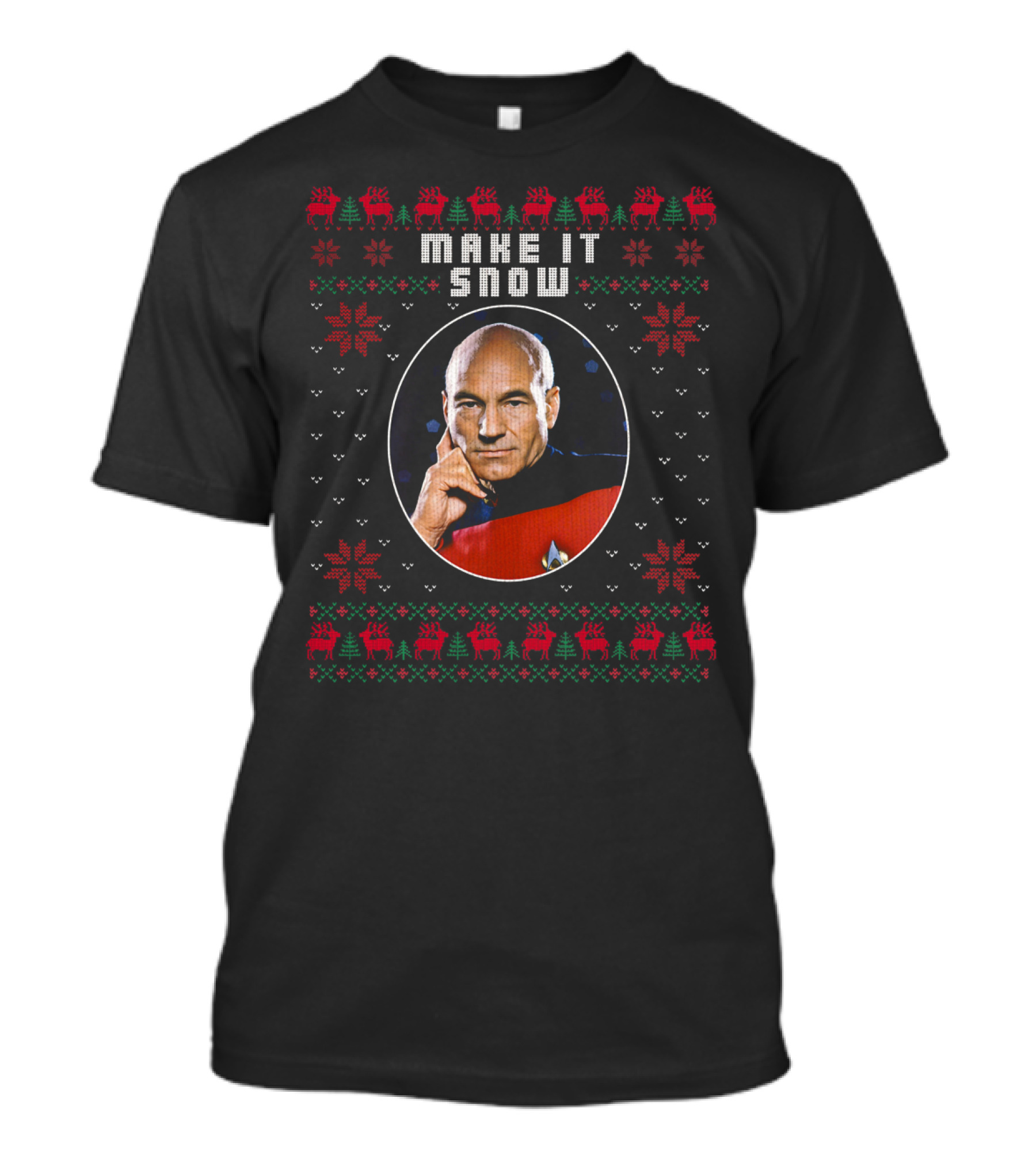 Star Trek Make It Snow Captain Picard Christmas T-Shirt