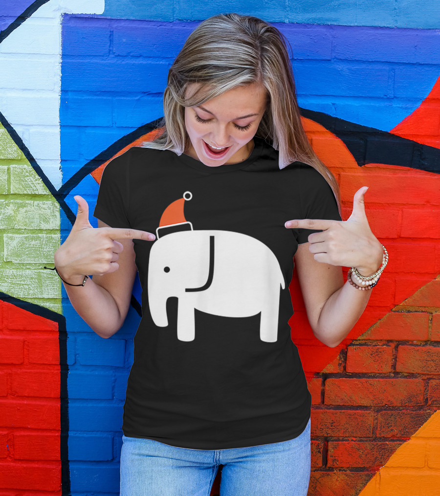 White Elephant Santa Hat Christmas T-Shirt