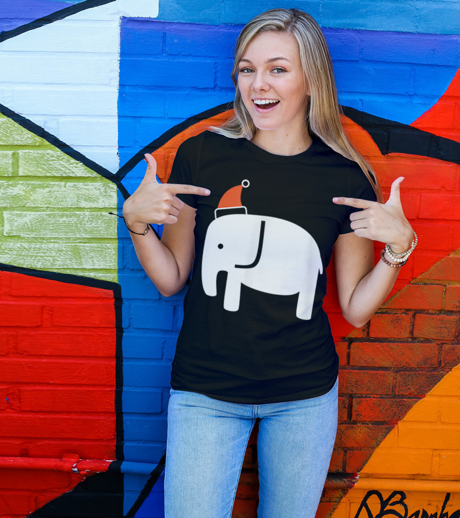 White Elephant Santa Hat Christmas T-Shirt