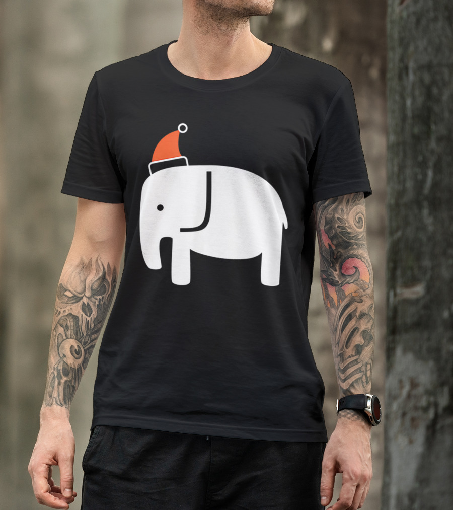 White Elephant Santa Hat Christmas T-Shirt