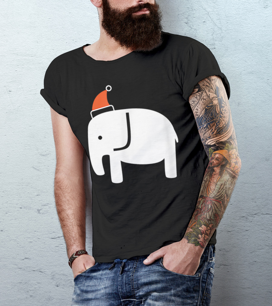 White Elephant Santa Hat Christmas T-Shirt