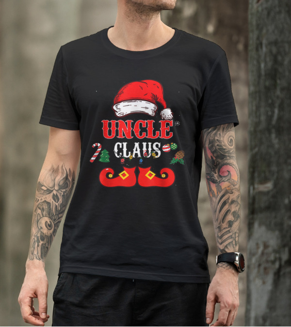 UNCLE CLAUS Santa Hat Candy Cane Christmas Ornaments Shoes T-Shirt