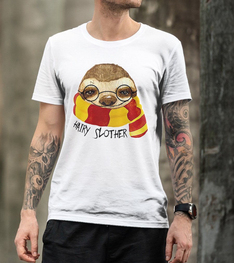 Hairy Slother Sloth Lovers Wizard Scarf Glasses Magic T-Shirt