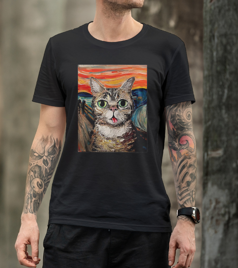 Lil Bub Cat The Scream Vincent Van Gogh T-Shirt