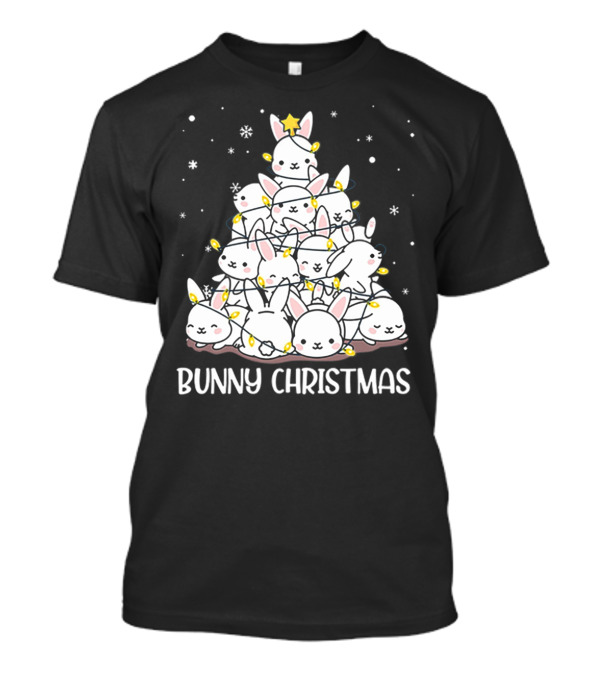 Bunny Christmas Tree With Snowflakes And Lights T-Shirt