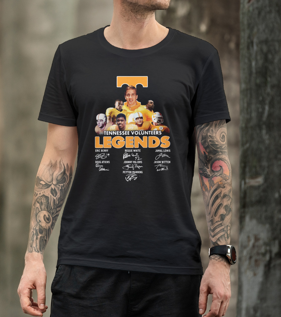 Tennessee Volunteers Legends Peyton Manning Reggie White Jason Witten Signatures T-Shirt