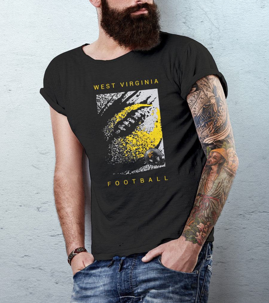West Virginia Mountaineers Football Helmet And Textured T-Shirt