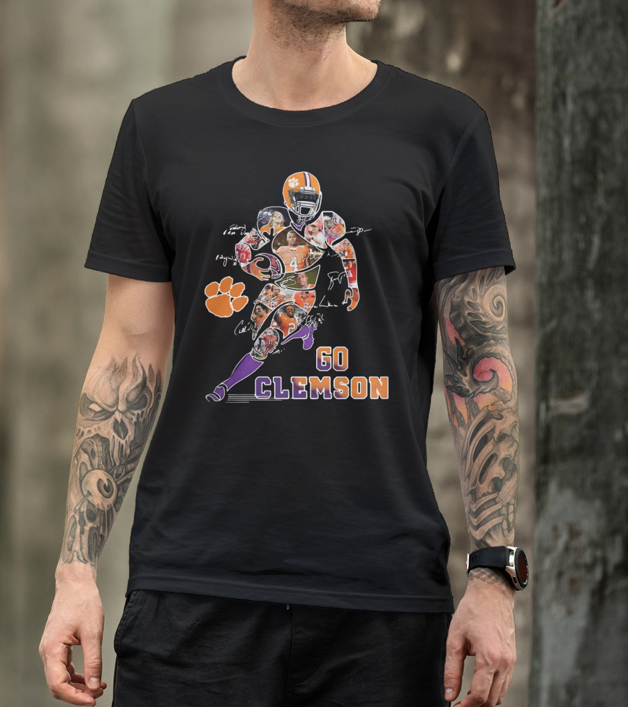 Go Clemson Dog Paw Player Signatures T-Shirt