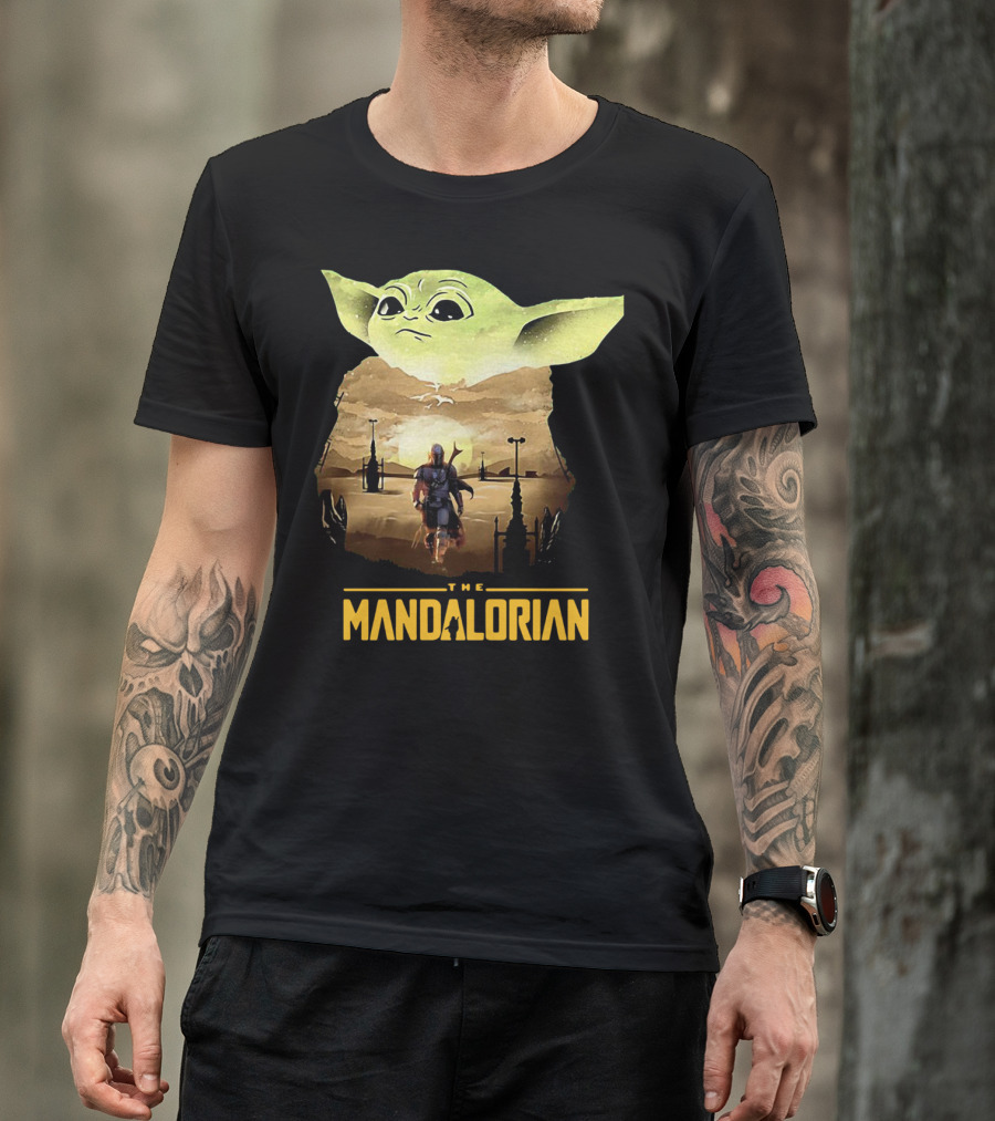 The Mandalorian Baby Yoda Sunset Scene T-Shirt