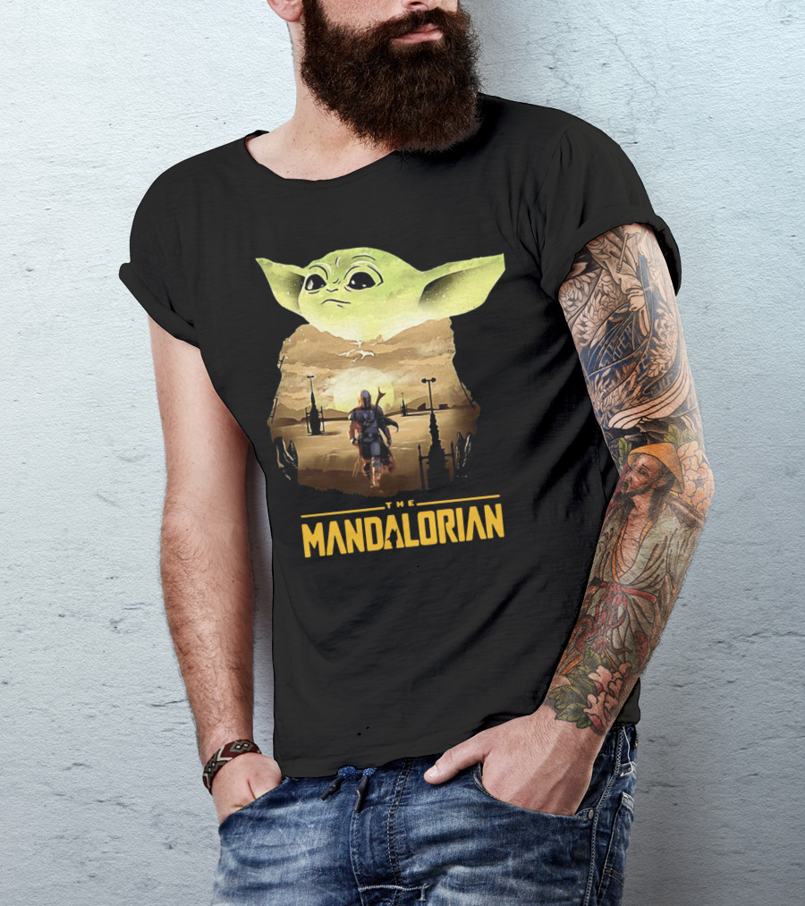 The Mandalorian Baby Yoda Sunset Scene T-Shirt