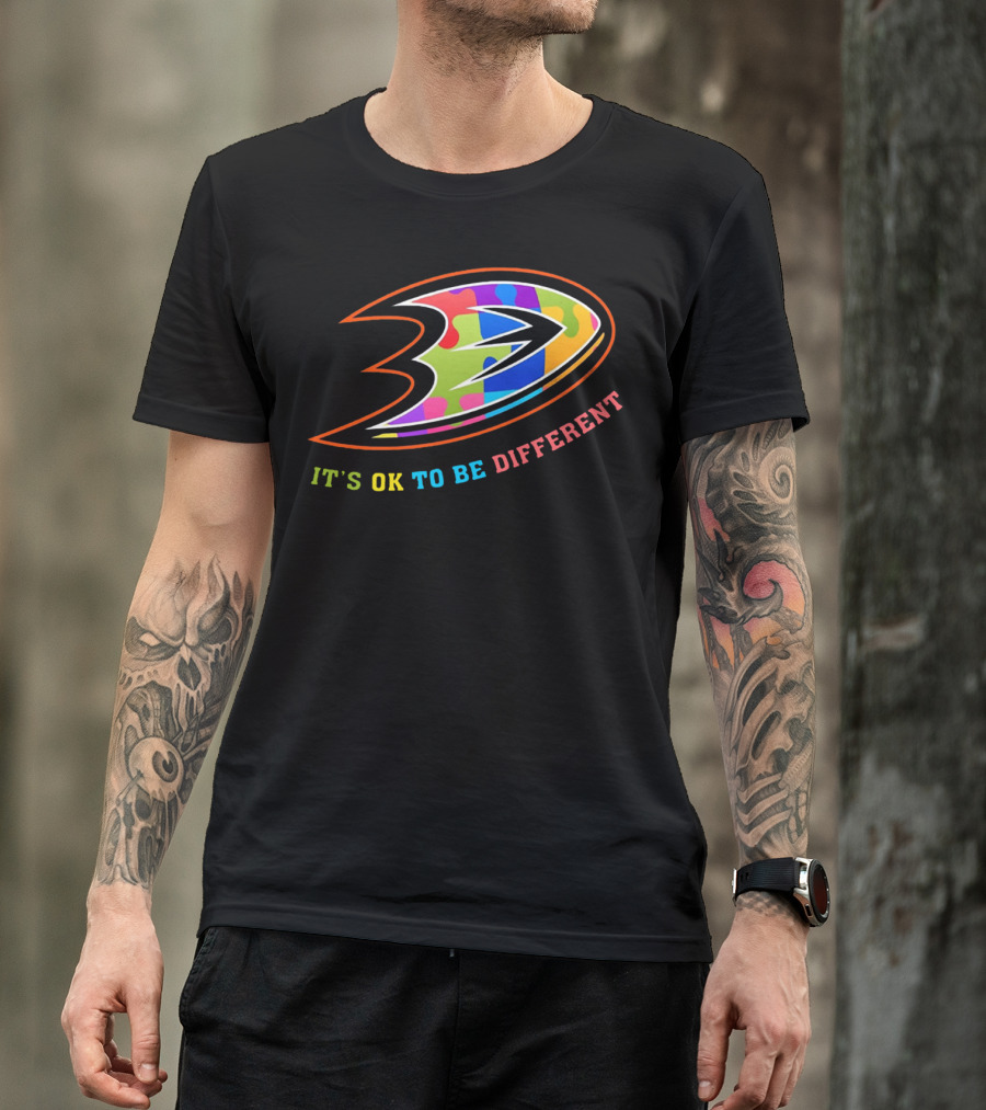Anaheim Ducks It's Ok To Be Different Rainbow T-Shirt