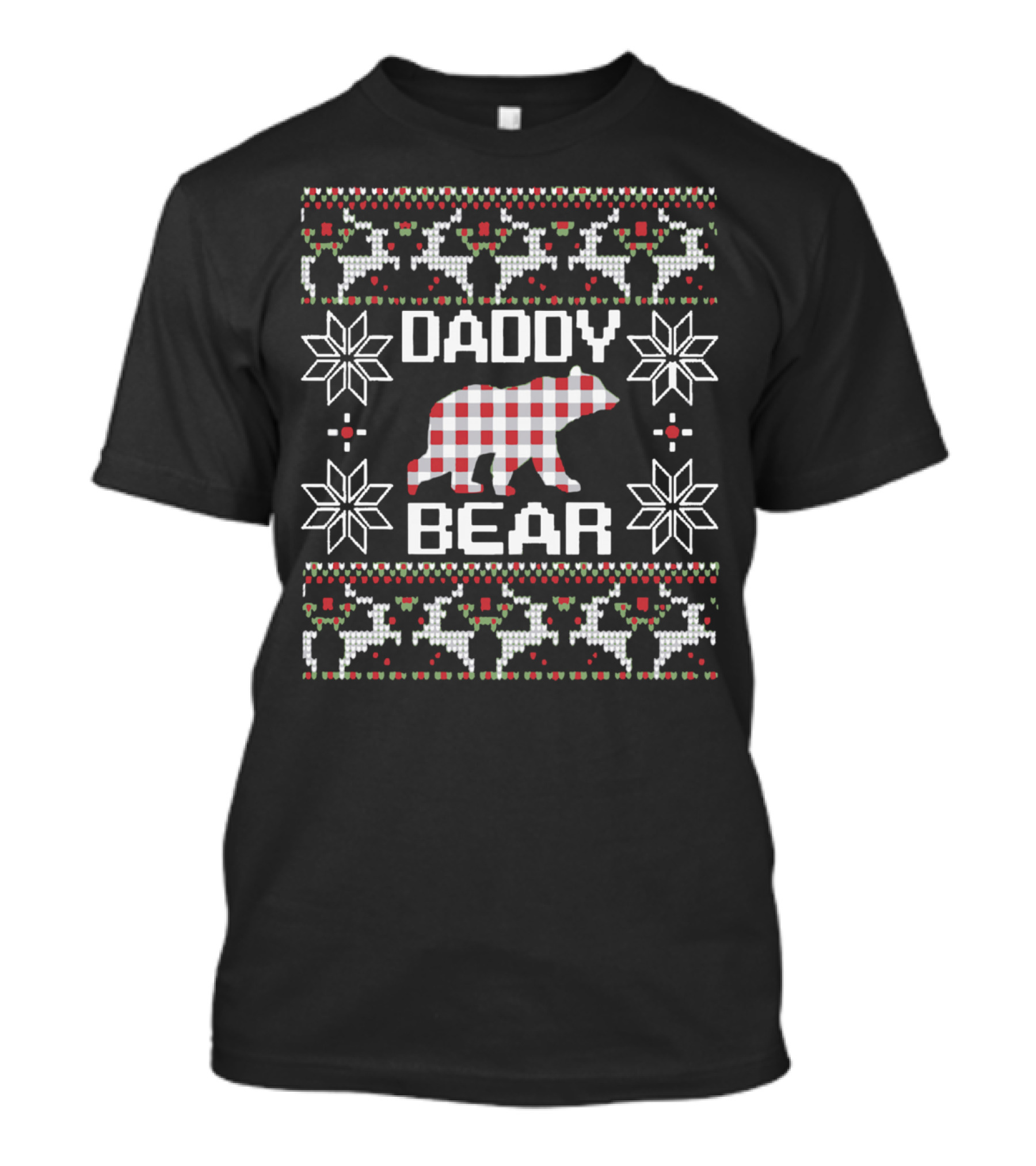 Daddy Bear Plaid Winter Holiday Knit T-Shirt
