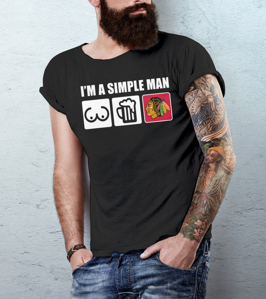 I'M A SIMPLE MAN BLACKHAWKS ICONIC SYMBOLS T-Shirt