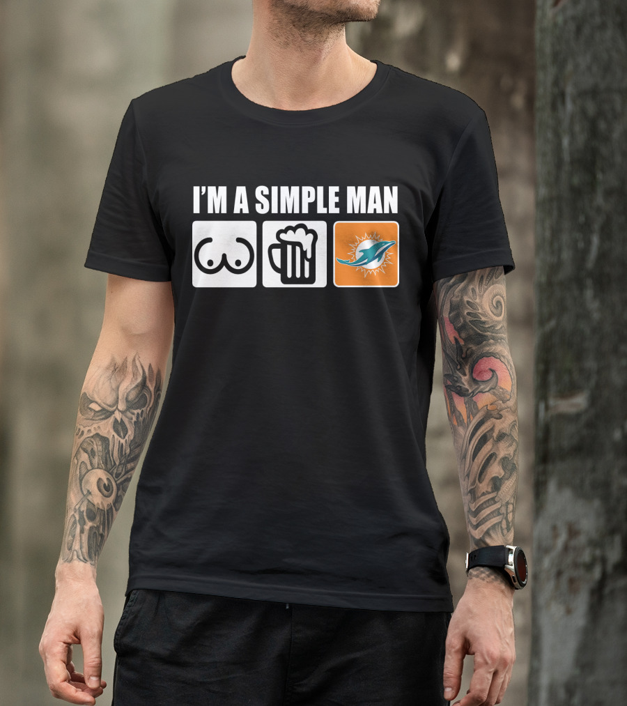 I'M A SIMPLE MAN DOLPHINS BEER SYMBOLS T-Shirt