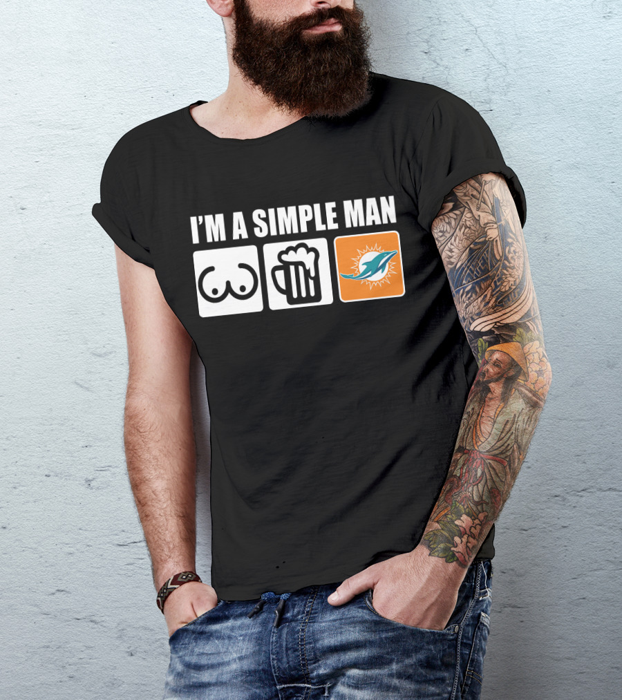 I'M A SIMPLE MAN DOLPHINS BEER SYMBOLS T-Shirt