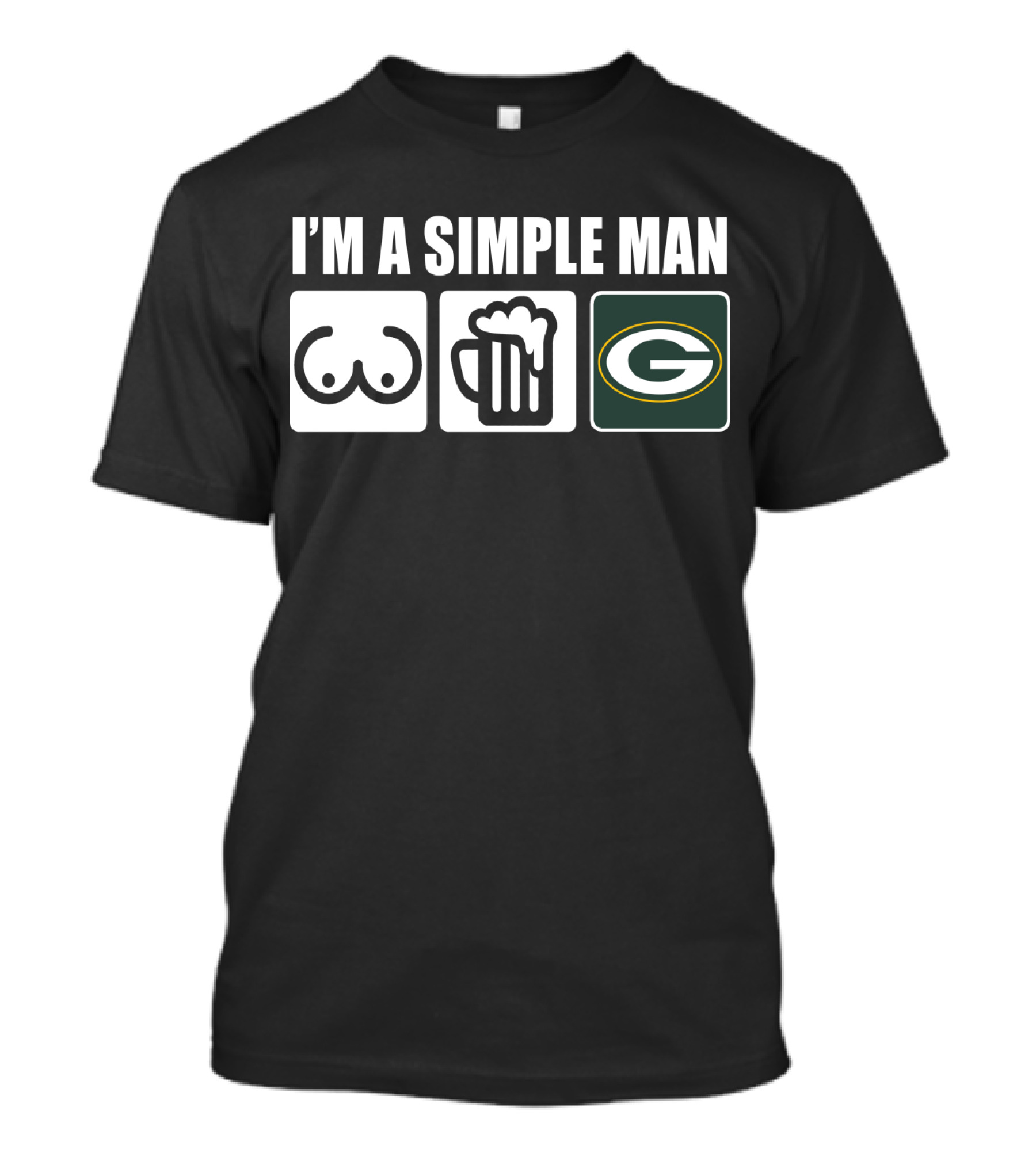 I'M A SIMPLE MAN BEER PACKERS LOGO ICONS T-Shirt