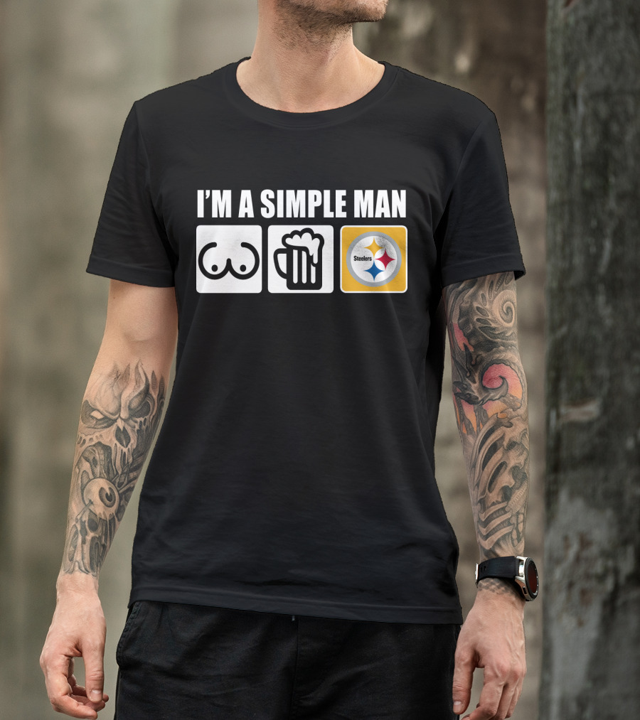 STEELERS I'M A SIMPLE MAN Icons Of Woman Beer Football T-Shirt