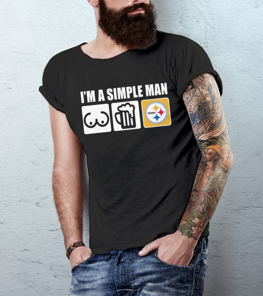 STEELERS I'M A SIMPLE MAN Icons Of Woman Beer Football T-Shirt