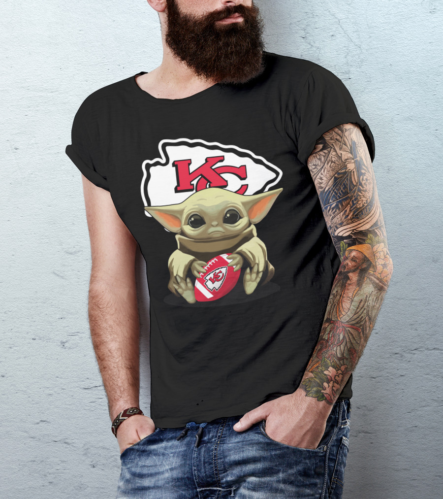 Baby Yoda KC Chiefs Football Fan T-Shirt