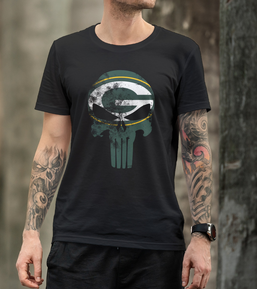Packers G Skull Punisher Green Bay Football T-Shirt