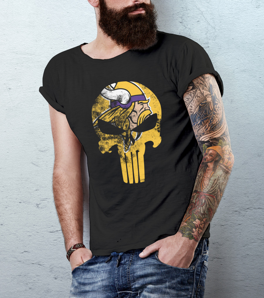 Vikings Skull Punisher Crossover T-Shirt