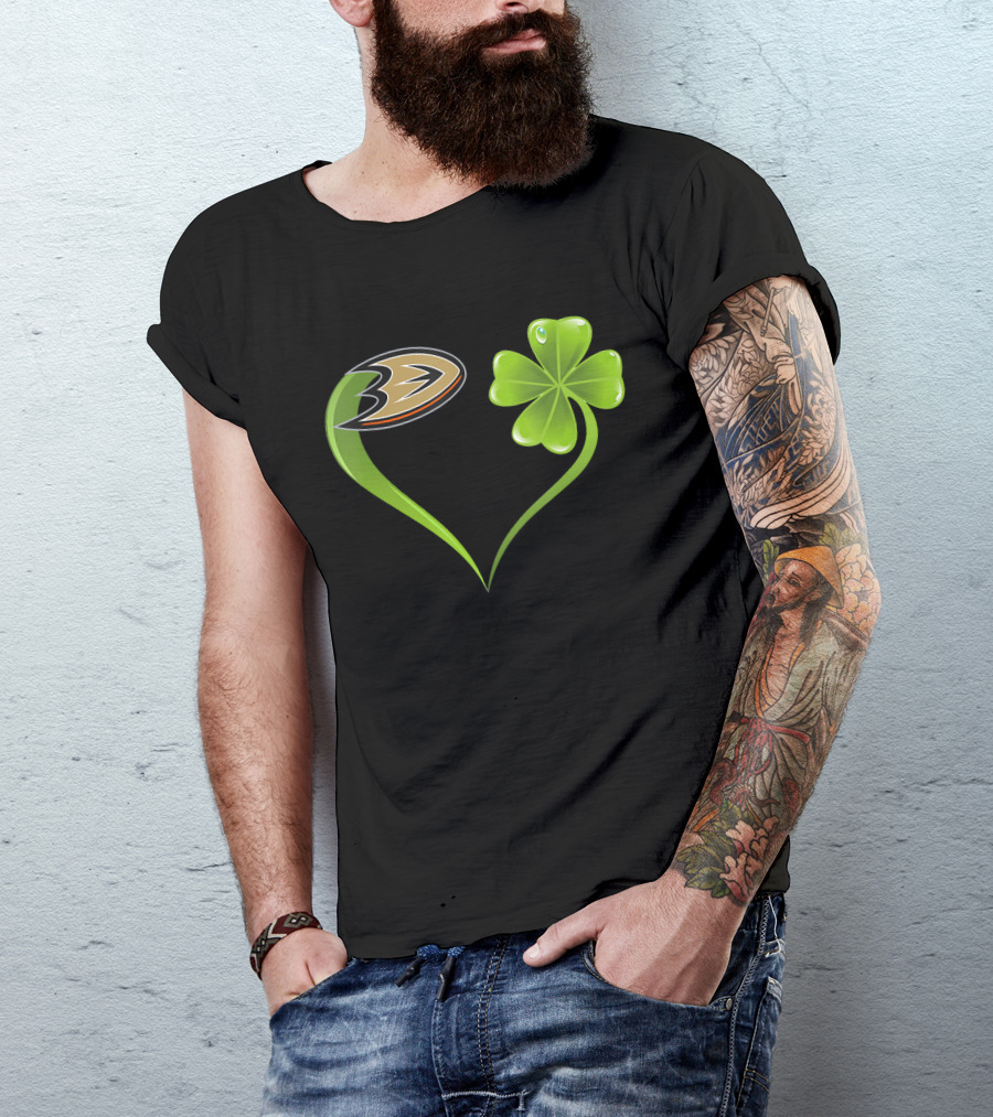 St Patrick's Day Anaheim Ducks Shamrock Heart T-Shirt